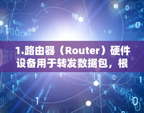 1.路由器（Router）硬件设备用于转发数据包，根据路由表选择路径